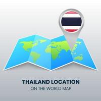 locatie icoon van thailand op de wereldkaart, ronde pin icoon van thailand vector