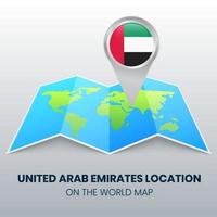 locatie icoon van verenigde arabische emiraten op de wereldkaart, ronde pin icoon van vae vector