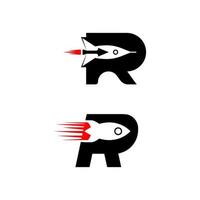 r brief met raket vector pictogram ontwerp