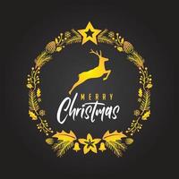 vrolijk kerstfeest gouden rendierkaarten hert vector