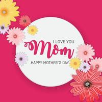 bedankt voor alles, mam. gelukkige moederdag schattige achtergrond met bloemen. vector illustratie