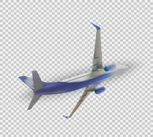 naturalistische 3d passagiersvliegtuig vliegen op transparante achtergrond. vectorillustratie. vector