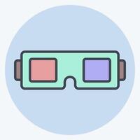 icoon 3d bril. verwant naar vermaak symbool. kleur maat stijl. gemakkelijk ontwerp illustratie vector