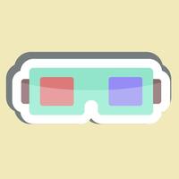 sticker 3d bril. verwant naar vermaak symbool. gemakkelijk ontwerp illustratie vector
