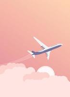 reis achtergrond met vliegtuig en lucht met cloud. vector illustratie