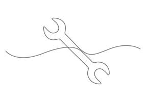 doorlopend single lijn tekening van moersleutel. moersleutel lineair icoon. vector illustratie