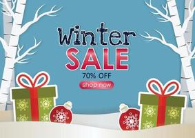 winterseizoen verkoop speciale aanbieding verkoop product display en achtergrond vector