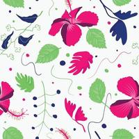 botanische bloesem roos kaasjeskruid hibiscus herhaald patroon textuur, handig voor wandtapijten en stoffen vector