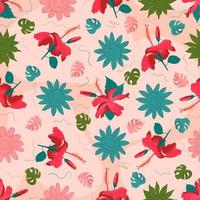 kleurrijke hibiscus bloemrijke symmetrische kunstwerk tegel voor linnen stoffen, interieur herinrichting, toggery, gordijn, bolster met allover doorlopend patroon. vector