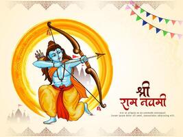 elegant gelukkig RAM navami Indisch traditioneel festival groet kaart vector