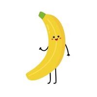 banaan fruit schattig karakter vector illustratie geïsoleerd Aan wit achtergrond. Super goed voor afdrukken, boek, app, web of verpakking voor kinderen.