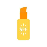 zonnescherm Product vlak vector geïsoleerd illustratie. huidsverzorging kunstmatig voor zon bescherming. spf serum fles.
