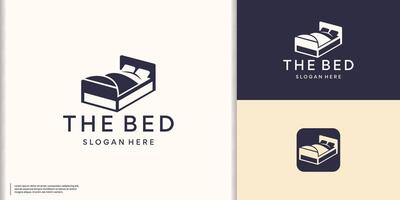 vector teken gestileerde bed logos met kussens en dekbed concept.