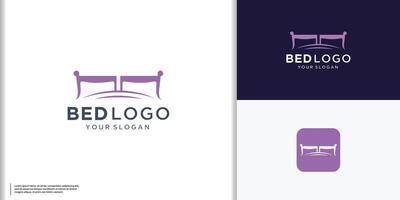 vector bed meubilair logo premie ontwerp, dubbele hoofdkussen illustratie. zaken icoon stijl concept.