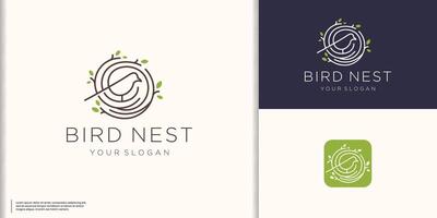 vogel nest icoon logo lijn illustratie symbool cirkel lijn concept. vector