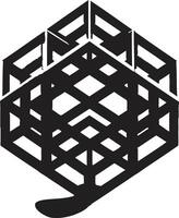 astraal fusie zwart icoon met mysticus vector logo met meetkundig elementen etherisch harmonie mysticus zwart embleem met vector meetkundig elementen
