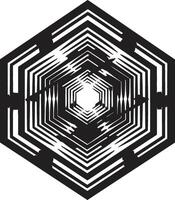 vorm fusie vector logo ontwerp met abstract zwart meetkundig vormen quantum contouren strak embleem presentatie van abstract meetkundig vorm in vector