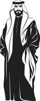 elegantie in ebbehout zwart vector logo ontwerp met Arabisch Mens silhouet monochromatisch adel strak icoon beeltenis een Arabisch Mens in vector