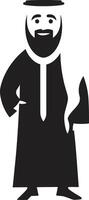 cultureel resonantie zwart embleem presentatie van Arabisch Mens logo ontwerp in vector majestueus profiel monochroom vector logo van een elegant Arabisch Mens