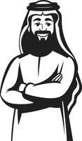 kleermakers- pracht zwart icoon met vector logo ontwerp van Arabisch Mens silhouet van traditie elegant vector logo illustreren Arabisch Mens in zwart