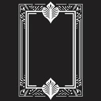 symmetrie verfijnd monochromatisch embleem met kunst deco kader in vector deco essence strak vector logo ontwerp van zwart kunst deco kader