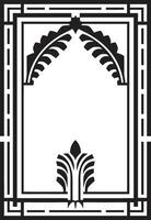 chique erfgoed zwart embleem met kunst deco kader in monochroom symmetrie verfijnd strak vector logo van kunst deco kader