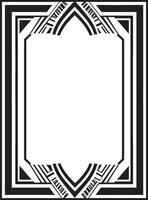 symmetrie verfijnd monochromatisch embleem met kunst deco kader in vector deco essence strak vector logo ontwerp van zwart kunst deco kader