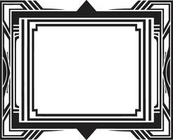 symmetrie verfijnd monochromatisch embleem met kunst deco kader in vector deco essence strak vector logo ontwerp van zwart kunst deco kader