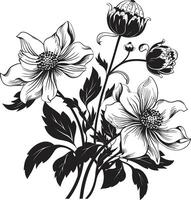 aard symfonie strak vector logo ontwerp met zwart bloemen botanisch schoonheid monochroom embleem met elegant bloemen ontwerp