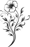 aard symfonie strak vector logo ontwerp met zwart bloemen botanisch schoonheid monochroom embleem met elegant bloemen ontwerp