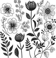 tijdloos tuin chique zwart icoon illustreren botanisch bloemen aard symfonie strak vector logo ontwerp met zwart bloemen