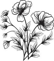 eindeloos bloesems elegant embleem, vector logo in zwart tijdloos tuin chique zwart icoon voor botanisch bloemen