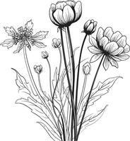 raadselachtig boeket zwart embleem, botanisch bloemen elegantie bloesems in harmonie monochromatisch vector logo, zwart bloemen