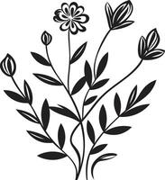 bloemen harmonie zwart vector logo met botanisch elegantie strak bloemblaadjes monochromatisch icoon van botanisch bloemen ontwerp