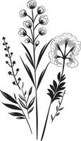 aard symfonie strak vector logo, zwart bloemen botanisch schoonheid monochroom embleem, elegant bloemen ontwerp