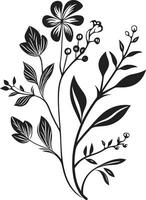 bloemen harmonie zwart vector logo met botanisch elegantie strak bloemblaadjes monochromatisch icoon van botanisch bloemen ontwerp