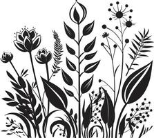 botanisch schoonheid monochroom embleem, elegant bloemen ontwerp fluistert van natuur zwart icoon, vector logo van botanisch bloei