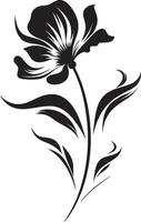 botanisch schoonheid monochroom embleem, elegant bloemen ontwerp fluistert van natuur zwart icoon, vector logo van botanisch bloei
