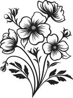 bloemen elegantie zwart vector logo ontwerp met botanisch bloei kalmte in zwart strak icoon met botanisch bloemen ontwerp