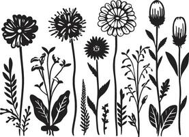symfonie van bloemblaadjes tijdloos vector logo met zwart botanicals botanisch noir strak icoon presentatie van zwart bloemen elegantie