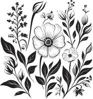 aard elegantie strak vector logo met zwart botanisch ontwerp botanisch harmonie zwart icoon met elegant monochromatisch bloemen
