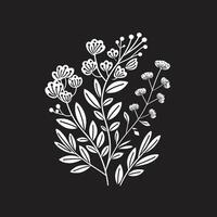 aard harmonie chique vector logo ontwerp met zwart bloemen elementen botanisch schoonheid monochroom embleem illustreren zwart bloemen ontwerp
