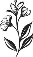 aard harmonie chique vector logo ontwerp met zwart bloemen elementen botanisch schoonheid monochroom embleem illustreren zwart bloemen ontwerp