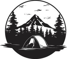 camping gelukzaligheid strak zwart vector logo ontwerp icoon vallen van de avond terugtrekken monochroom embleem illustreren zwart camping avonturen