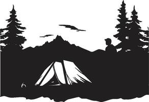 rustiek terugtrekken zwart vector logo ontwerp icoon voor natuur geliefden starlit camping chique camping icoon in monochromatisch zwart