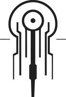 neurale noir strak zwart vector logo voor cybernetisch gelukzaligheid code luifel abstract cybernetisch embleem in monochromatisch ontwerp
