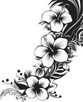 bevallig tuin monochroom embleem met decoratief bloemen hoeken eeuwig bloei strak zwart icoon met vector bloemen hoeken