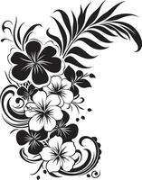 grillig kransen monochroom vector logo met decoratief hoeken bloesem gelukzaligheid strak zwart icoon met decoratief hoeken