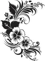 grillig kransen chique embleem met decoratief hoeken in zwart eeuwig elegantie strak vector embleem markeren decoratief hoeken