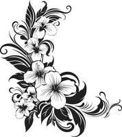 aard nectar monochroom icoon met decoratief hoeken in zwart bloemblaadjes in zwier strak zwart logo met decoratief hoeken vector